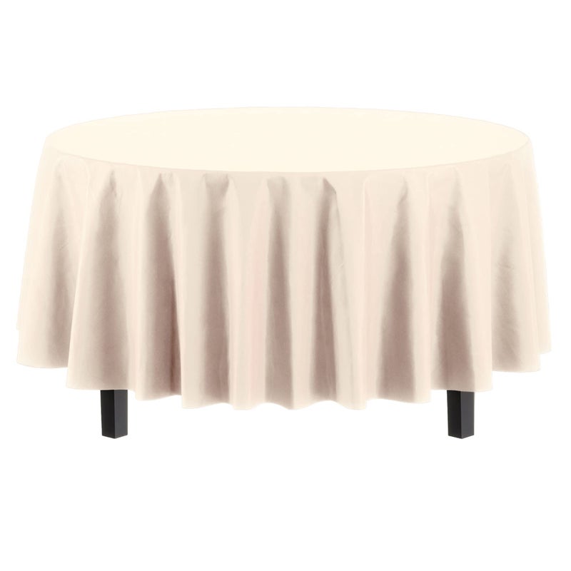 Party Solids Exquisite Party Solids 12-Pack Premium Plastic 84-Inch Round Tablecloth, Ivory - Image 2